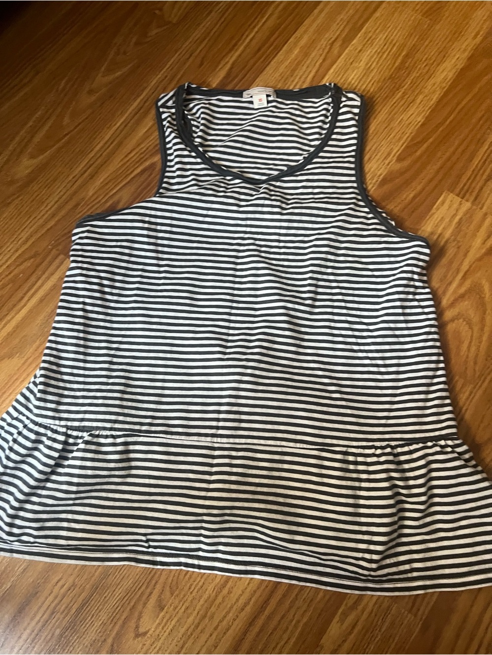 GAP Black & White Striped Sleeveless Peplum Tank